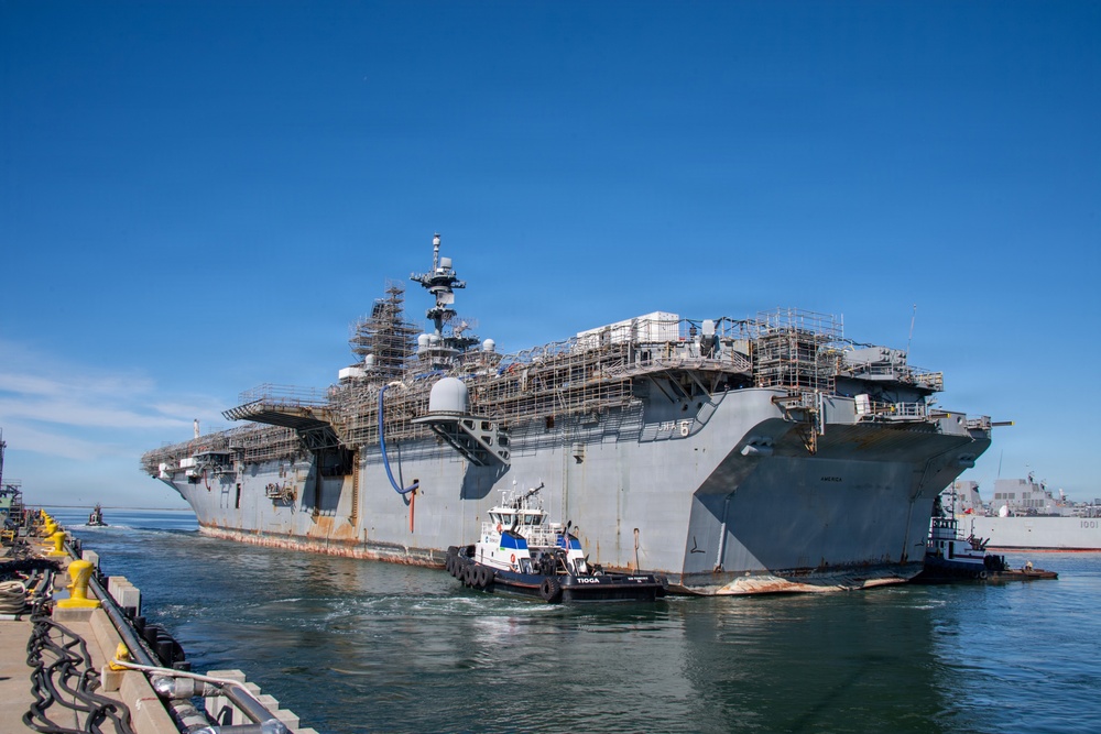 USS America (LHA 6) Transits to Dry Dock