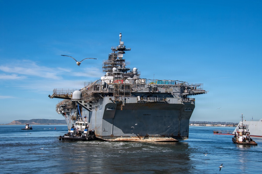 USS America (LHA 6) Transits to Dry Dock