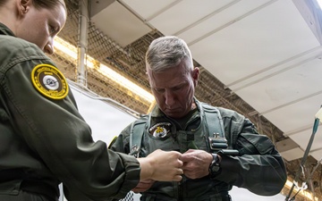 The Commandant, Gen. Eric M. Smith flies a F/A 18 at Marine Fighter Squadron 323