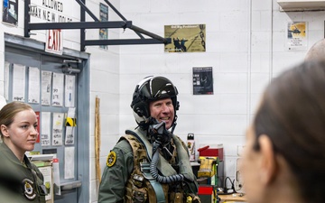The Commandant, Gen. Eric M. Smith flies a F/A 18 at Marine Fighter Squadron 323