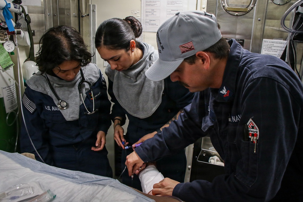 Frank E. Petersen Jr. Conducts General Quarters Drill