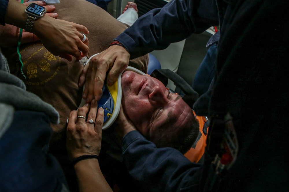 Frank E. Petersen Jr. Conducts General Quarters Drill