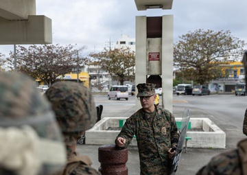 Marines partake in a riot control exercise at Camp Foster