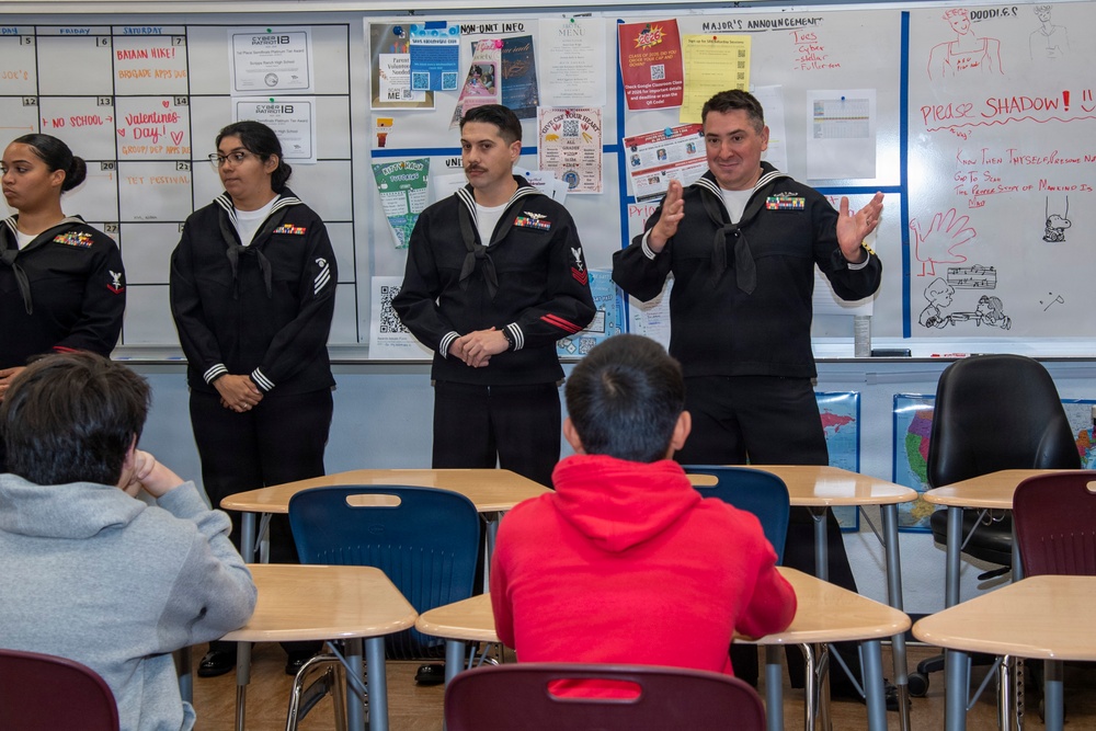 USS Carl Vinson (CVN 70) Sailors visit students at Scripps Ranch High School