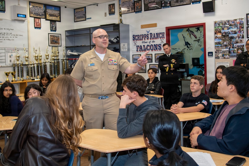 USS Carl Vinson (CVN 70) Sailors visit students at Scripps Ranch High School