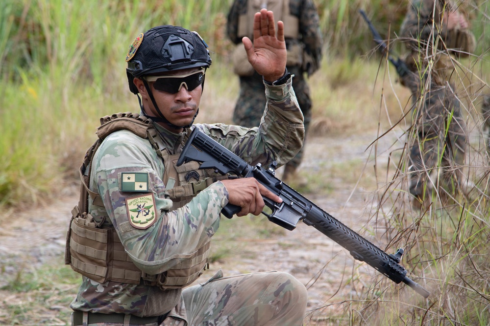 U.S. Marines and Panamanian Partners train on fire team movement techniques