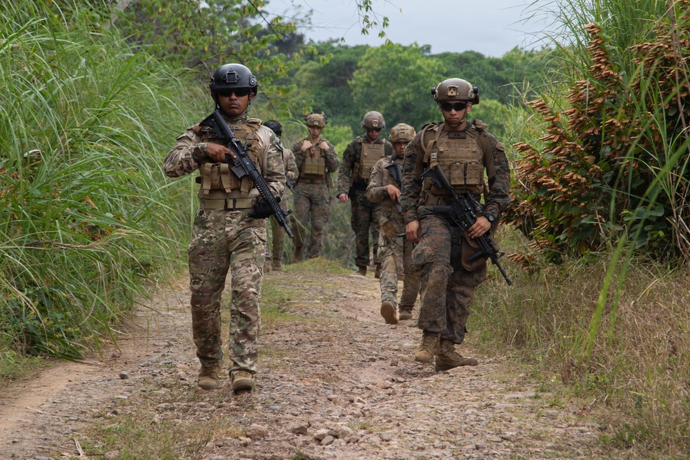 U.S. Marines and Panamanian Partners train on fire team movement techniques