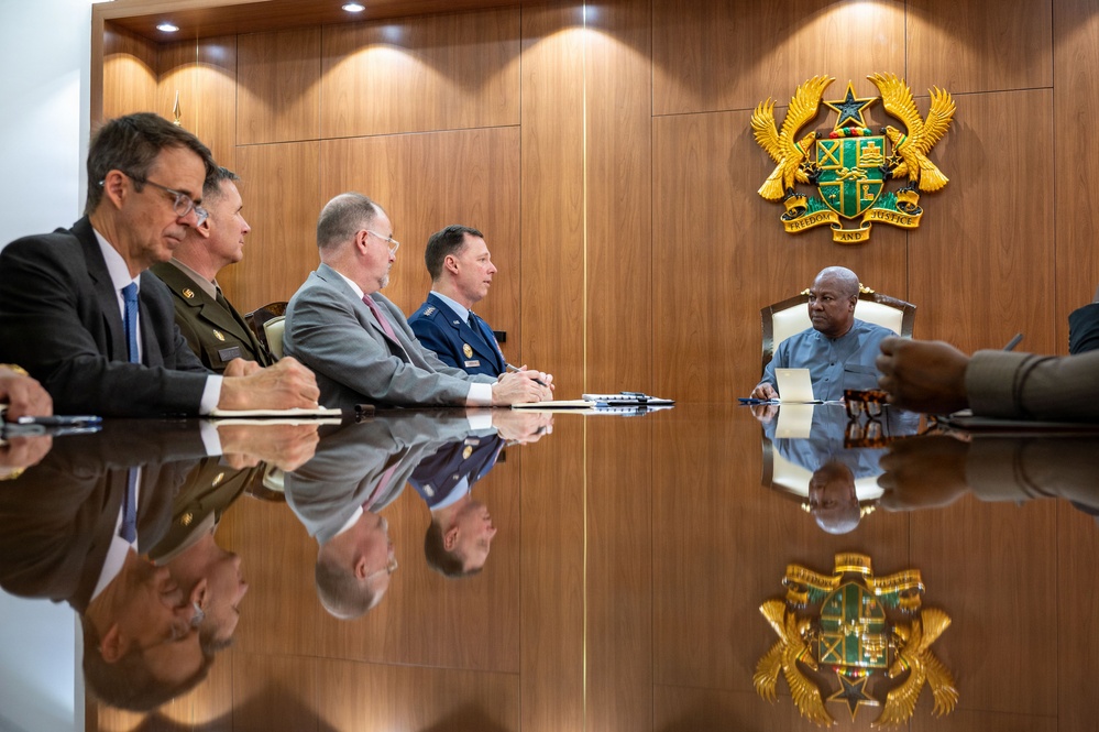 U.S. AFRICOM Commander Air Force Gen. Dagvin Anderson meets with Ghana’s President John Dramani Mahama in Accra, Ghana