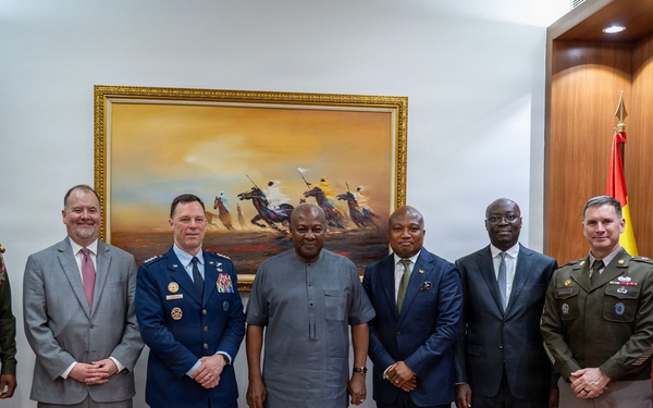 U.S. AFRICOM Commander Air Force Gen. Dagvin Anderson meets with Ghana’s President John Dramani Mahama in Accra, Ghana