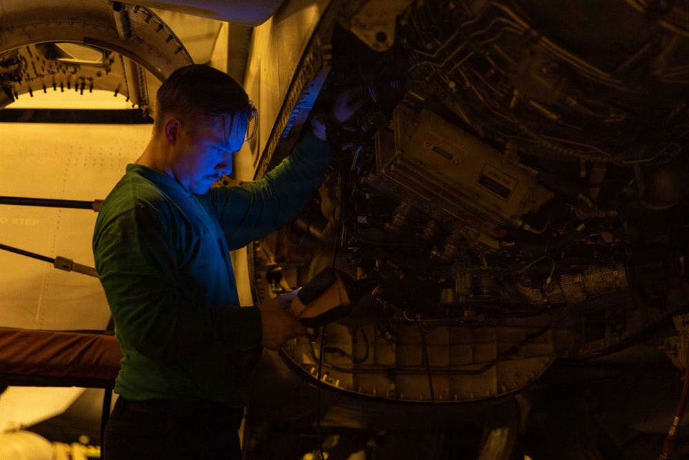 Abraham Lincoln Conducts Routine Aircraft Maintenance