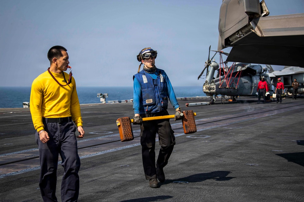 Abraham Lincoln Conducts Routine Aircraft Maintenance