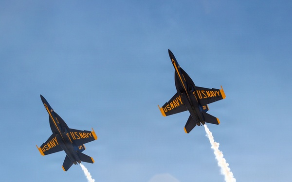 U.S. Navy Blue Angels meet the U.S. Marine Corps Silent Drill Platoon