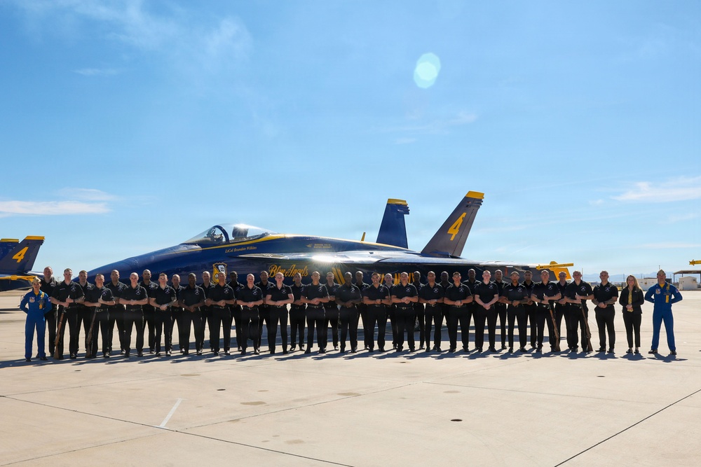 U.S. Navy Blue Angels meet the U.S. Marine Corps Silent Drill Platoon
