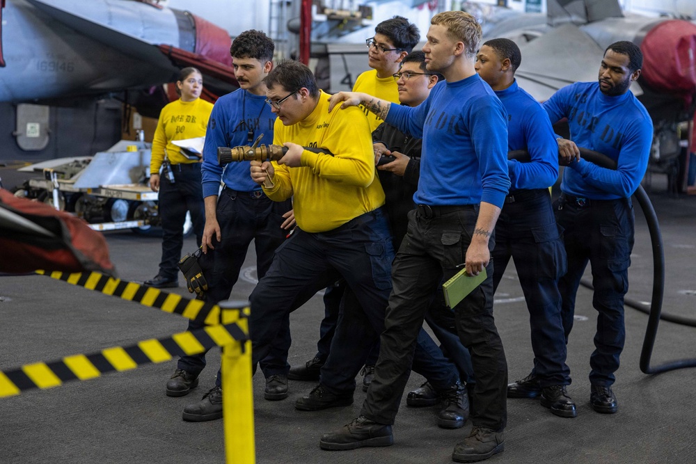 Abraham Lincoln Conducts Aircraft Firefighting Training