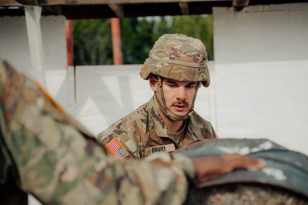 Soldiers from Echo Company, 1-44 ADA conduct Leaders Reaction Course