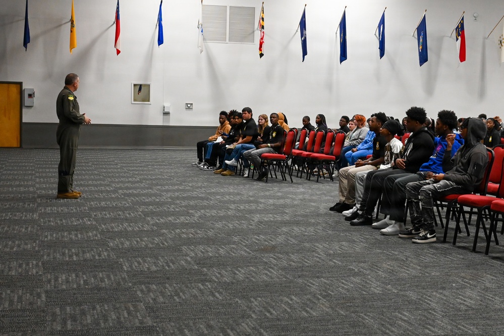 Junior Achievement students tour the 2nd Bomb Wing