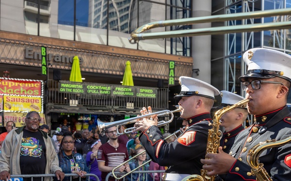 1st MARDIV Band participates in Mardi Gras Parade