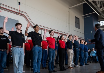 Sister Services Swear Oath at Mass Enlistment under Secretary of War