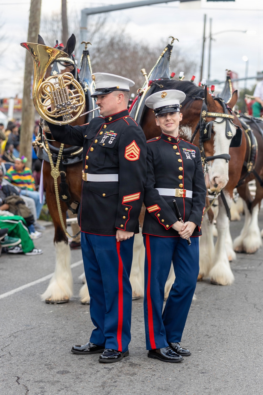 1st MARDIV Band participates in Mardi Gras Parade