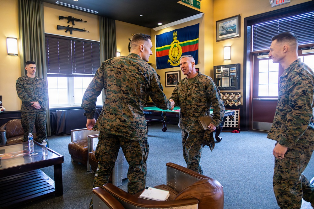 The Commandant, Gen, Eric M. Smith and Sergeant Major of the Marine Corps Carlos A. Ruiz visit TBS Echo Company