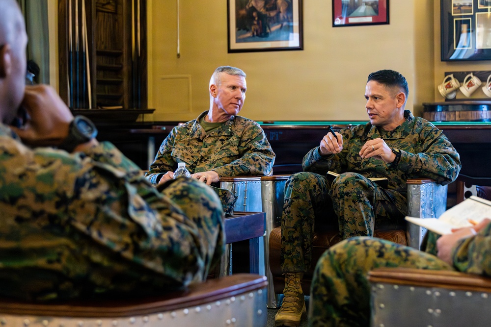The Commandant, Gen, Eric M. Smith and Sergeant Major of the Marine Corps Carlos A. Ruiz visit TBS Echo Company