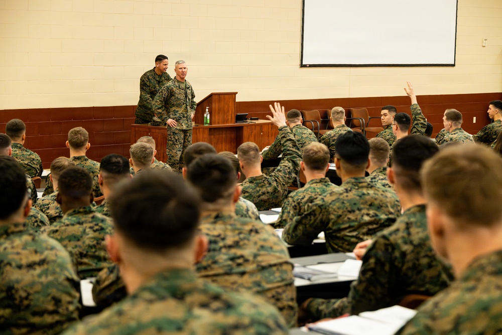 The Commandant, Gen, Eric M. Smith and Sergeant Major of the Marine Corps Carlos A. Ruiz visit TBS Echo Company