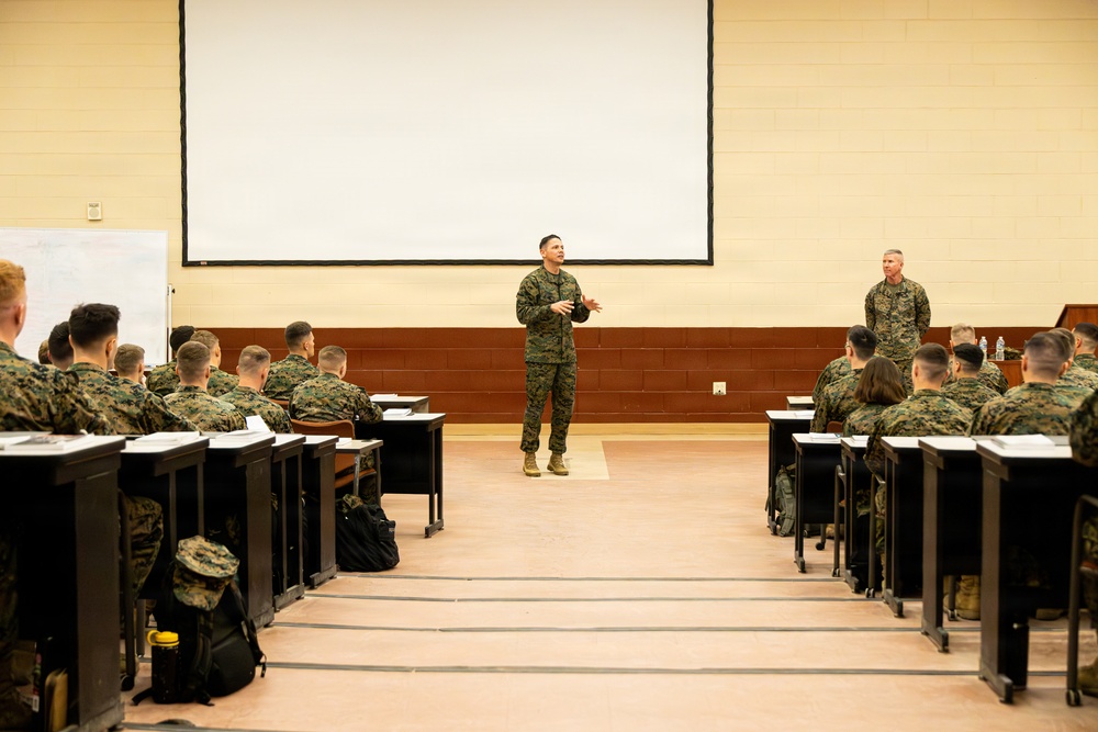 The Commandant, Gen, Eric M. Smith and Sergeant Major of the Marine Corps Carlos A. Ruiz visit TBS Echo Company