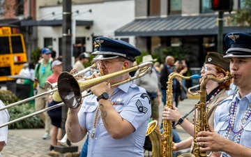 Band of the West and Fort Sam's Own march in Mardi Gras