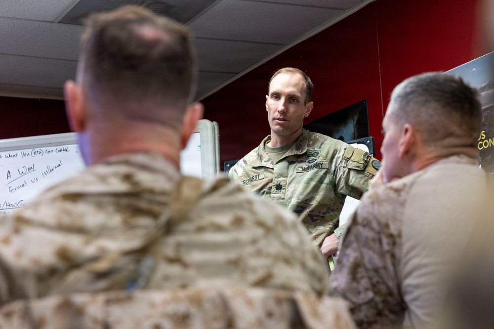 U.S. Marines with 3rd LAR receive NTC 26-03 brief from 3rd Calvary Regiment