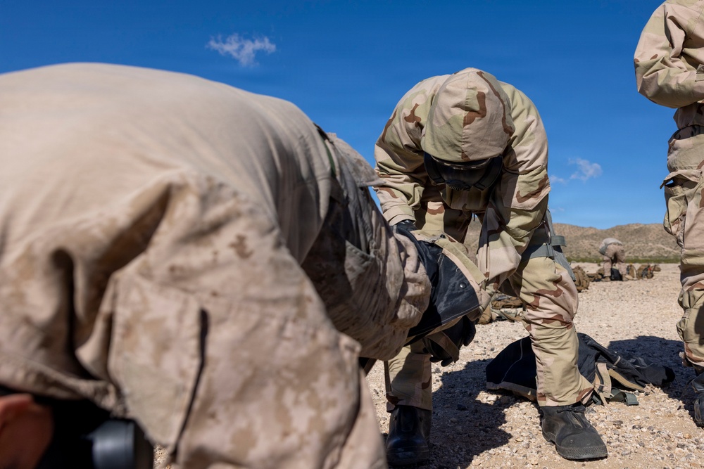 U.S. Marines with 3rd LAR participate in CBRN training during NTC 26-05