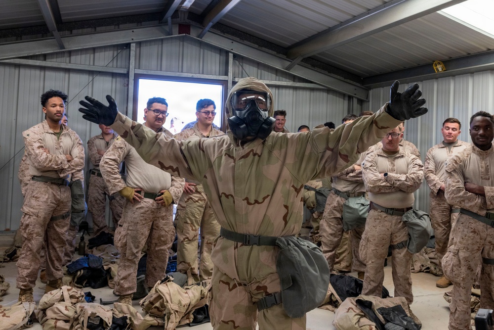 U.S. Marines with 3rd LAR participate in CBRN training during NTC 26-05