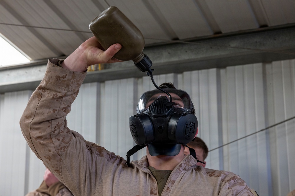 U.S. Marines with 3rd LAR participate in CBRN training during NTC 26-05