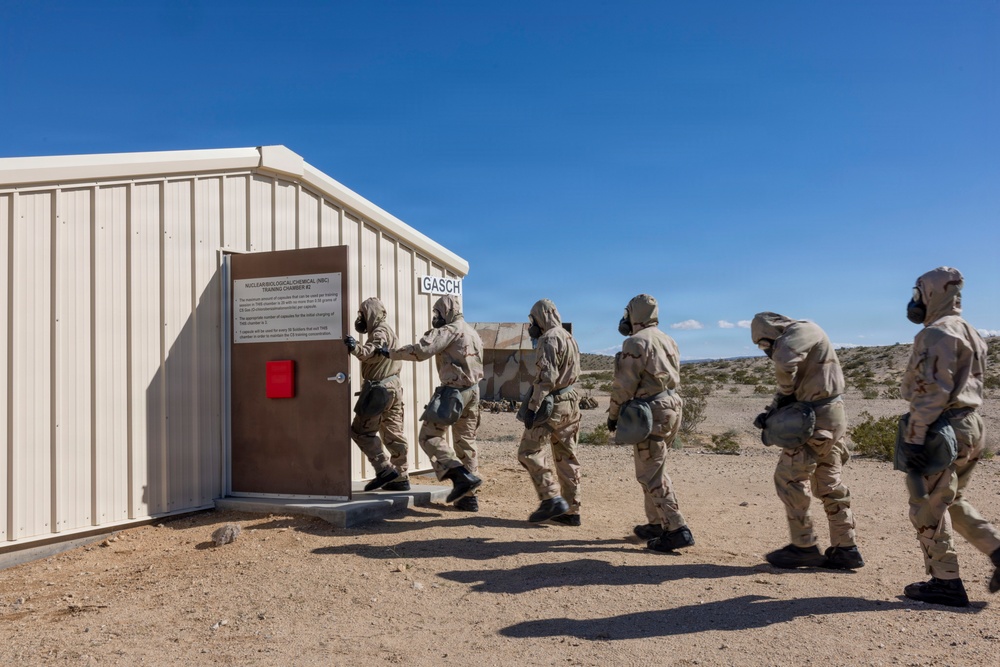 U.S. Marines with 3rd LAR participate in CBRN training during NTC 26-05