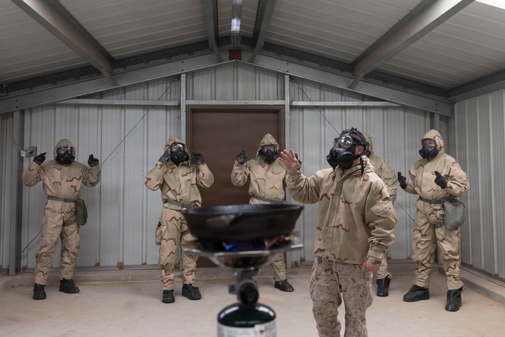 U.S. Marines with 3rd LAR participate in CBRN training during NTC 26-05
