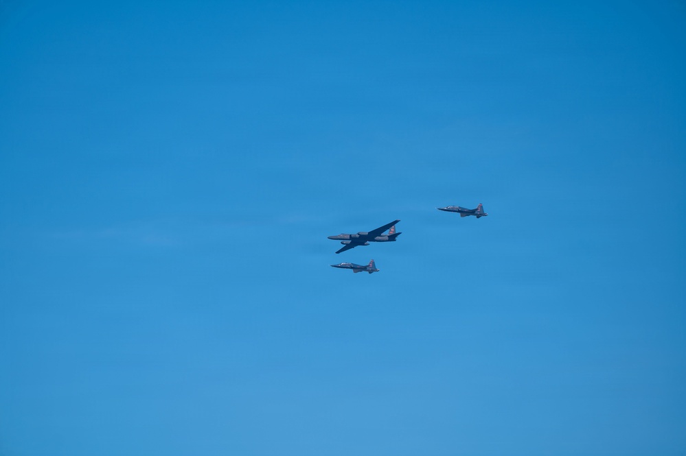 Beale AFB Aircraft Fly Unique Formation in Airshow Preparation