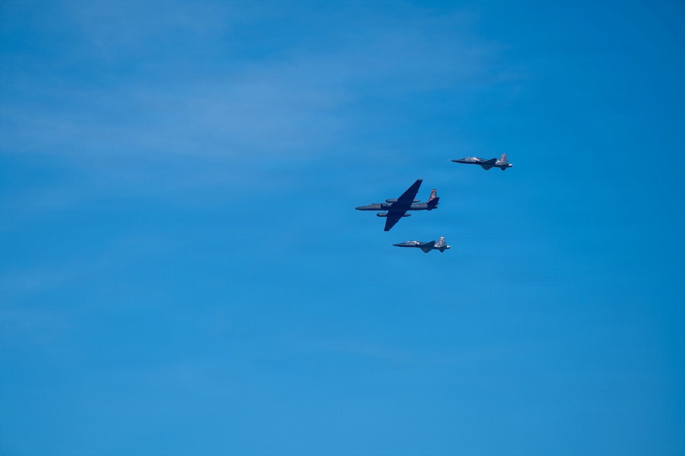 Beale AFB Aircraft Fly Unique Formation in Airshow Preparation