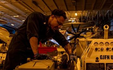 Abraham Lincoln Conducts Aircraft Routine Maintenance