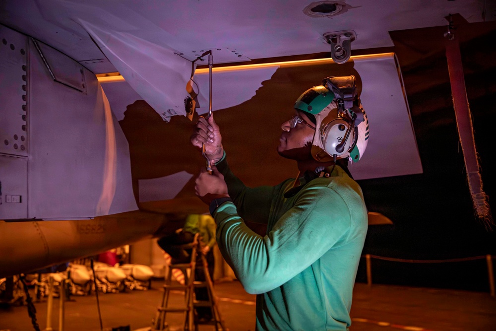 Abraham Lincoln Conducts Aircraft Routine Maintenance