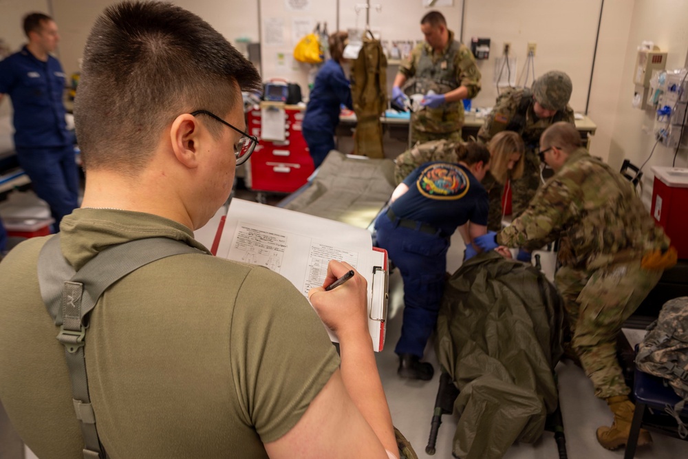 Medical experimentation teams, medics, corpsmen support ARCTIC EDGE 2026 at USCG Air Station Kodiak