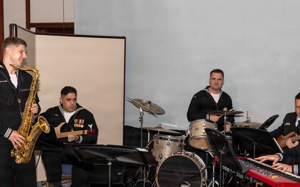 The U.S. 7th Fleet's Orient Express Protocol Combo provide music for the Shinnenkai Reception