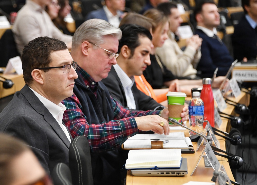 Participants attend a plenary session during the Strategic Competition in Russia course