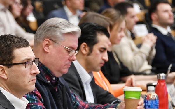 Participants attend a plenary session during the Strategic Competition in Russia course