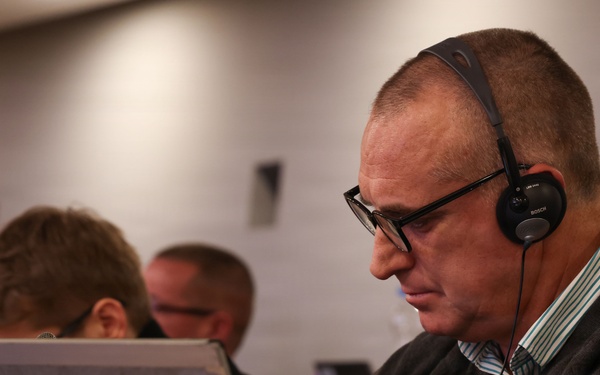 Participants attend a plenary session during the Strategic Competition in Russia course