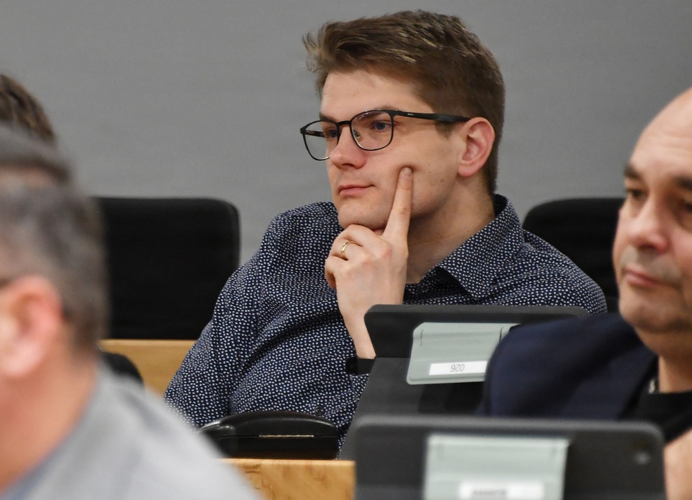 Participants attend a plenary session during the Strategic Competition in Russia course