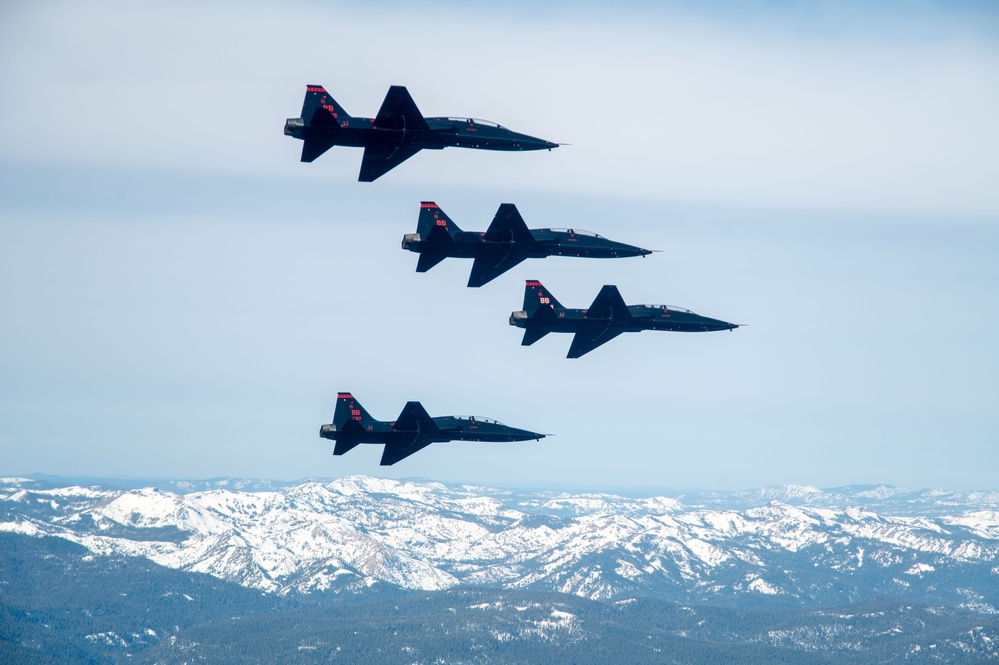 T-38 Talons Conduct Four-Ship Formation Flight in California Airspace
