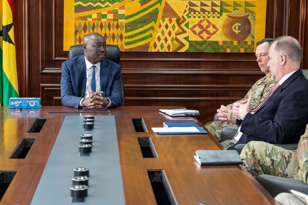 U.S. AFRICOM Commander Air Force Gen. Dagvin Anderson meets with Ghanaian military leadership at Burma Camp, Ghana Armed Forces headquarters
