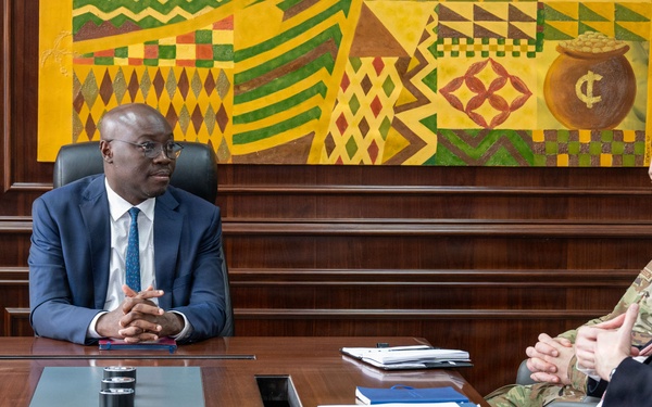 U.S. AFRICOM Commander Air Force Gen. Dagvin Anderson meets with Ghanaian military leadership at Burma Camp, Ghana Armed Forces headquarters