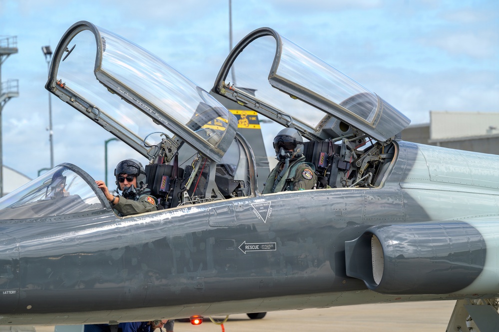 14th Flying Training Wing pilots conduct post-flight on T-38 during Sentry South 26-2