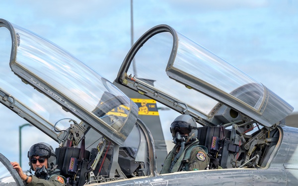14th Flying Training Wing pilots conduct post-flight on T-38 during Sentry South 26-2