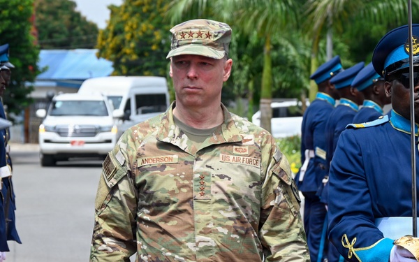 U.S. AFRICOM Commander Air Force Gen. Dagvin Anderson meets with Ghanaian military leadership at Burma Camp, Ghana Armed Forces headquarters